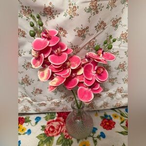 Pink Orchid Floral Arrangement in Glass Vase